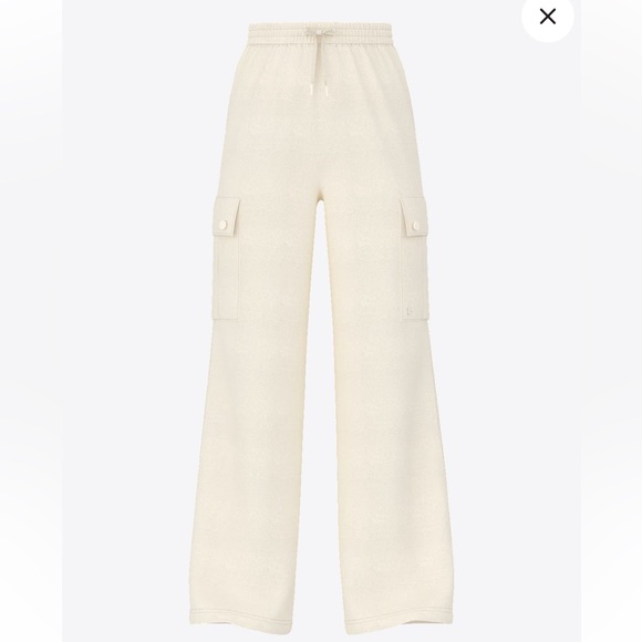 🆕 VS PINK Wide Leg Fleece Cargo Pants Wild Rose - Small- Sold Out Online - Picture 2 of 2